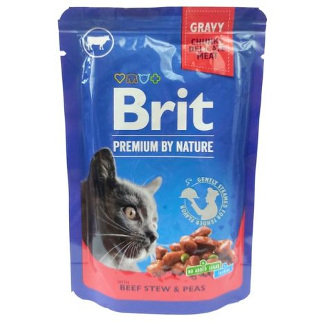 Brit Premium Cat Adult Wołowina + Groszek saszetka 100g