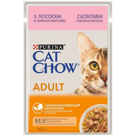 Purina Cat Chow Łosoś i zielona fasolka saszetka 85g - 2