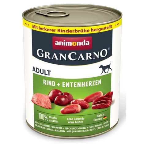 Animonda GranCarno Original Adult Rind Entenherzen Wołowina + Serca kacze puszka 800g