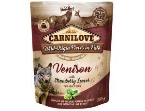 Carnilove Dog Venison & Strawberry Leaves - dziczyzna i liście truskawki saszetka 300g