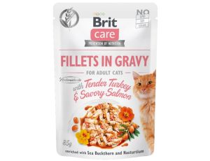 Brit Care Cat Fillets In Gravy Tender Turkey & Savory Salmon saszetka 85g