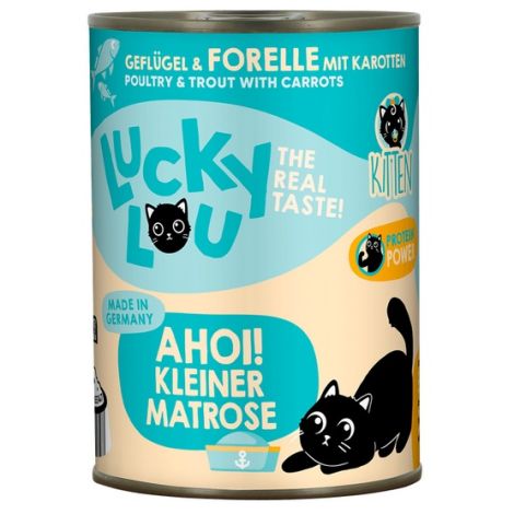 Lucky Lou Lifestage Kitten Drób i pstrąg puszka 400g - 4