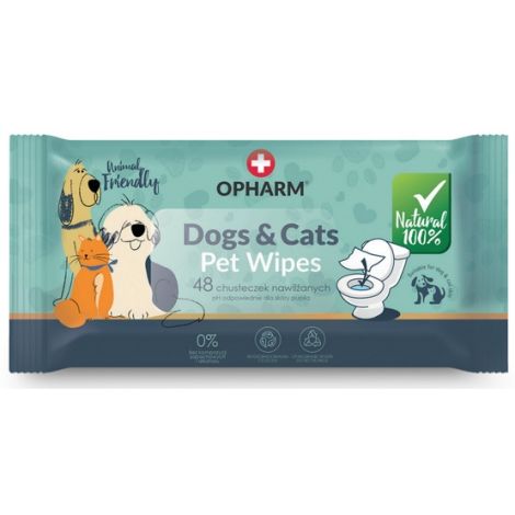 Opharm Dogs & Cats Pet Wipes - chusteczki nawilżane dla psa i kota 48szt