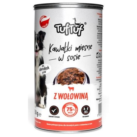 TUF TUF Kawałki mięsne z wołowiną dla psa puszka 415g - 2