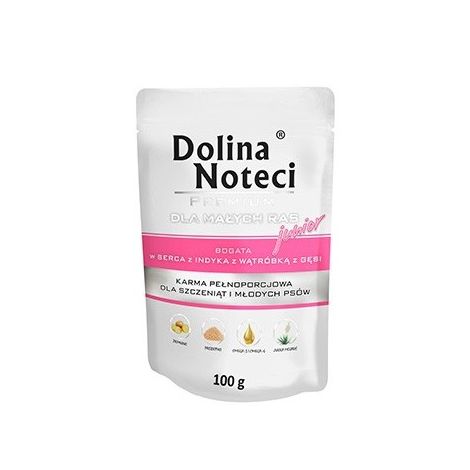 Dolina Noteci Premium Pies Junior Serca indyka i wątróbka z gęsi saszetka 100g