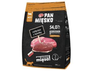 Pan Mięsko Karma sucha dla kota - cielęcina i kaczka chrupki M 400g