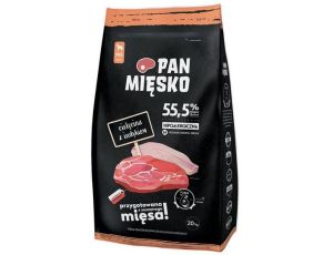 Pan Mięsko Karma sucha dla psa - cielęcina i indyk chrupki M 20kg