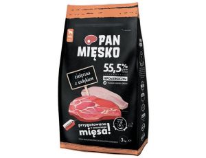 Pan Mięsko Karma sucha dla psa - cielęcina i indyk chrupki M 3kg