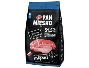 Pan Mięsko Karma sucha dla psa - dla szczeniąt cielęcina i przepiórka chrupki L 9kg