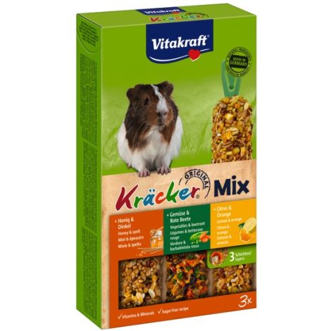 Vitakraft Kracker 3szt Świnka morska Mix - Miód/Warzywa/Cytryna 168g [25226]