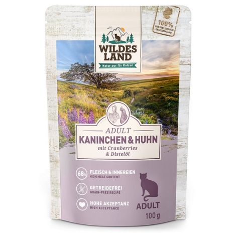 Wildes Land Cat Classic Adult Kaninchen & Huhn saszetka 100g