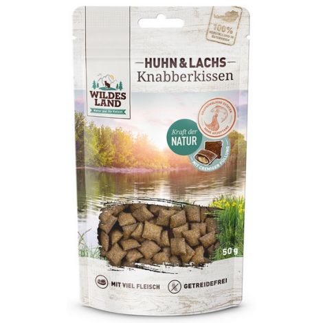 Wildes Land Cat Knabberkissen Huhn & Lachs 50g