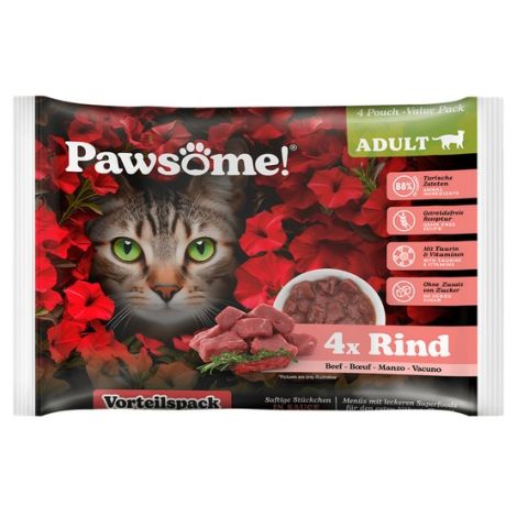 Pawsome Adult Rind - wołowina saszetki 4x85g