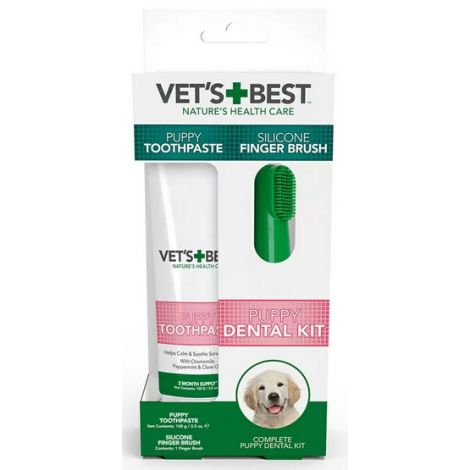 Vet's Best Dental żel + szczoteczka zestaw Puppy