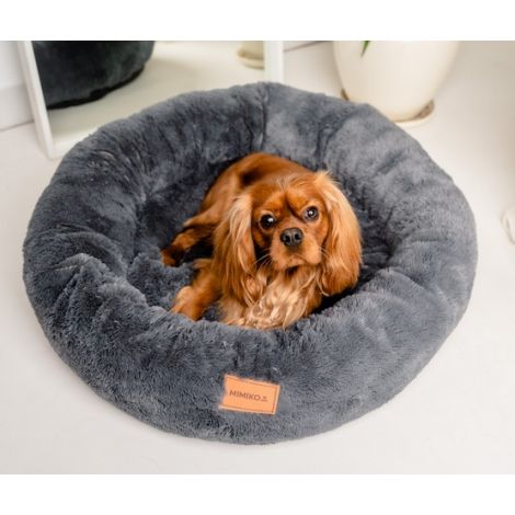 MIMIKO Pets Legowisko Shaggy okrągłe XL 75cm grafitowe - 3