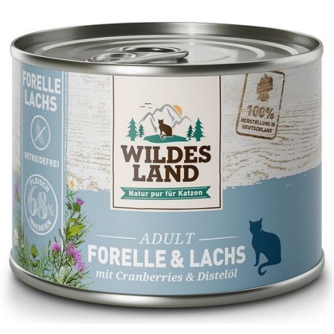 Wildes Land Cat Classic Adult Forelle & Lachs puszka 185g