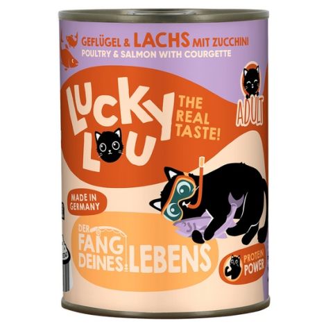 Lucky Lou Lifestage Adult Drób i łosoś puszka 400g - 4