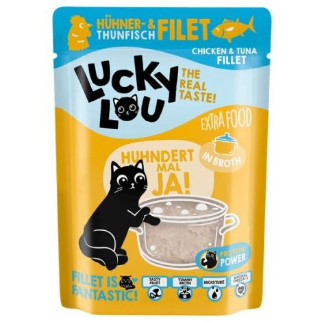 Lucky Lou Extrafood Kurczak i tuńczyk w bulionie saszetka 70g - 2