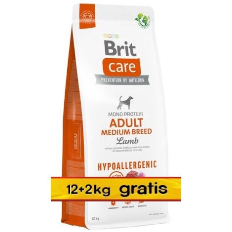 Brit Care Hypoallergenic Adult Medium Lamb 14kg (12+2kg gratis)