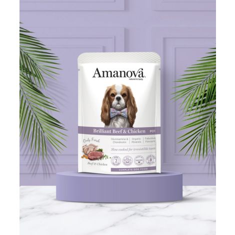 Amanova Dog Adult Brilliant Beef & Chicken - wołowina i kurczak saszetka 300g [P01] - 3
