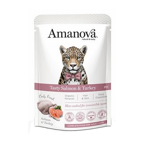 Amanova Cat Tasty Salmon & Turkey - łosoś i indyk saszetka 85g [P11]
