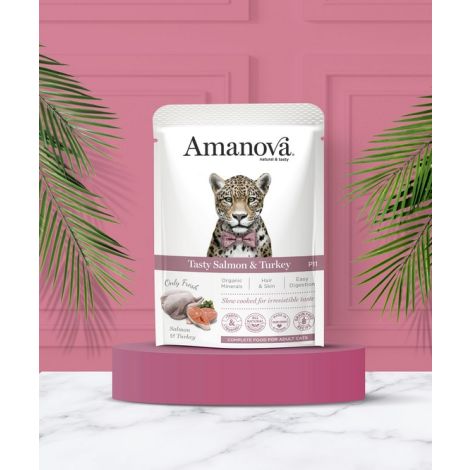 Amanova Cat Tasty Salmon & Turkey - łosoś i indyk saszetka 85g [P11] - 3