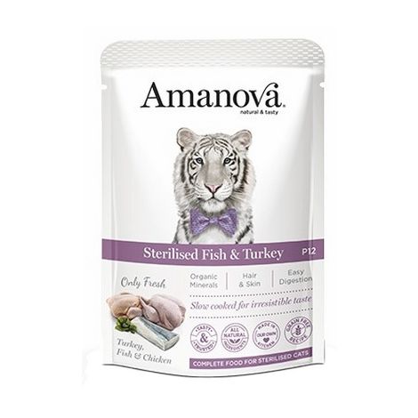 Amanova Cat Sterilised Fish & Turkey - biała ryba i indyk saszetka 85g [P12]