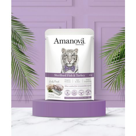 Amanova Cat Sterilised Fish & Turkey - biała ryba i indyk saszetka 85g [P12] - 3