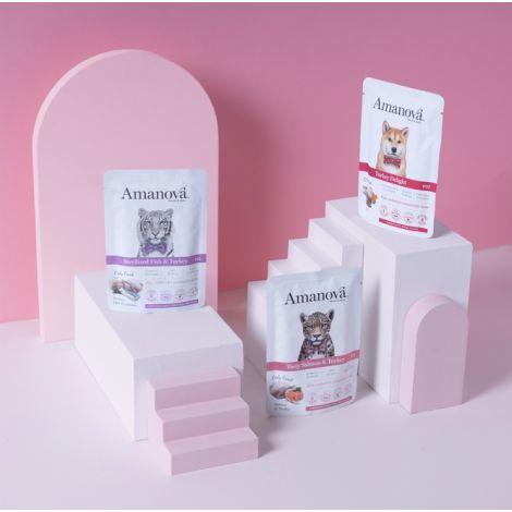 Amanova Cat Sterilised Fish & Turkey - biała ryba i indyk saszetka 85g [P12] - 5