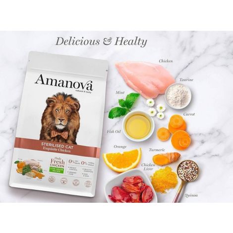 Amanova Cat Sterilised Exquisite Chicken - kurczak 300g - 2
