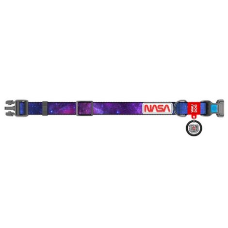 Collar WauDog Nylon Obroża nylonowa z QR-paszportem, plastikowy fastex, wzór NASA21, 15mm/25-35cm - 2