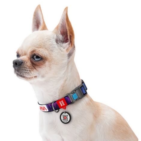 Collar WauDog Nylon Obroża nylonowa z QR-paszportem, plastikowy fastex, wzór NASA21, 15mm/25-35cm - 3