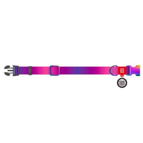 Collar WauDog Recycled Obroża nylonowa z QR-paszportem, gradient S 15mm/25-35cm fioletowy - 2