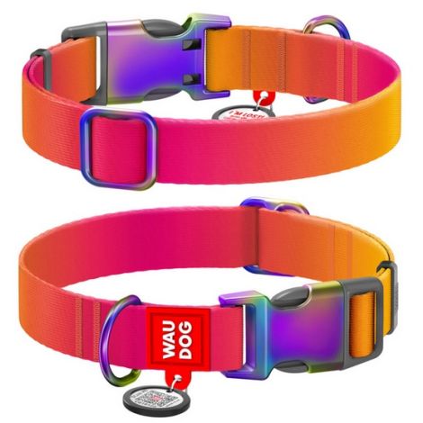 Collar WauDog Recycled Obroża nylonowa z QR-paszportem, gradient XL 25mm x 37-58cm pomarańczowy